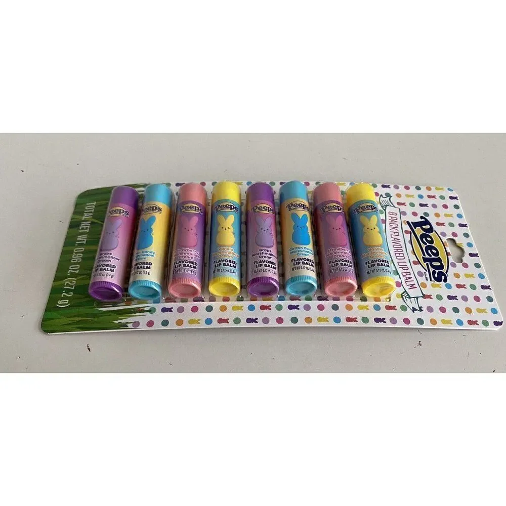 8 Pack Peeps Flavored Lip Balm‎ Easter Basket Stuffer Cotton Candy Vanilla Grape